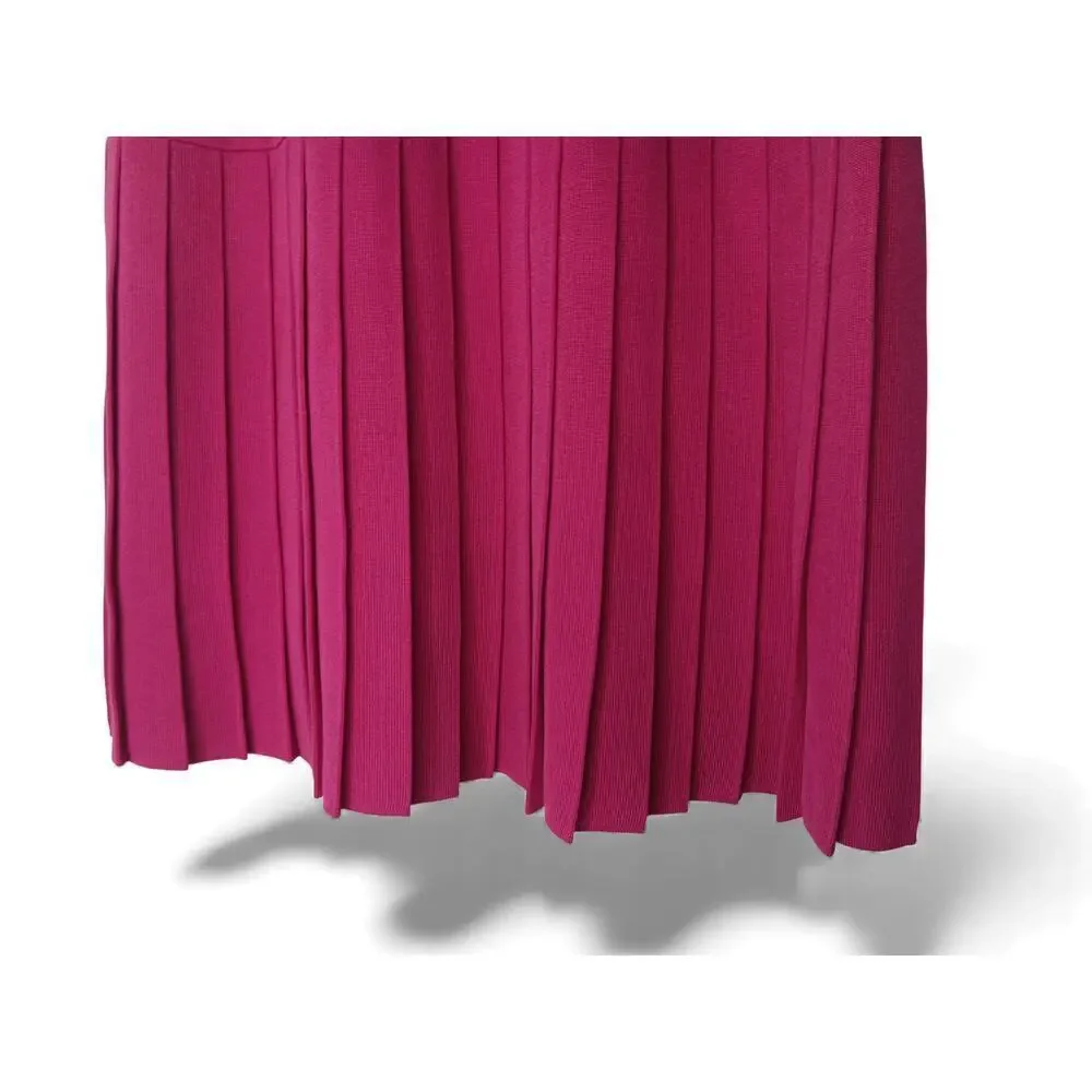 Authentic Yves Saint Laurent Pink Pleated Wool Blend Skirt Lined SZ 4-6